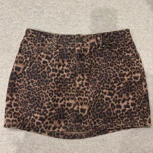 Garage Brown Leopard Mini Skirt